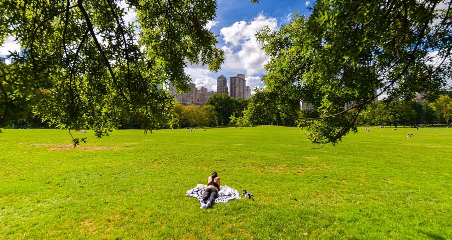 A woman enjoying her day at The Great Lawn