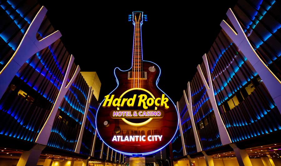 View of the big guitar in The Hard Rock Hotel & Casino in Atlantic City
