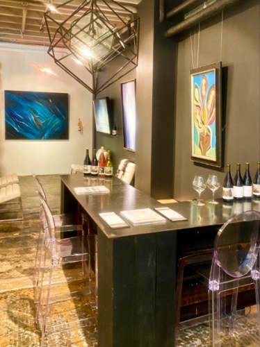 View of the bar counter inside The Harris Gallery