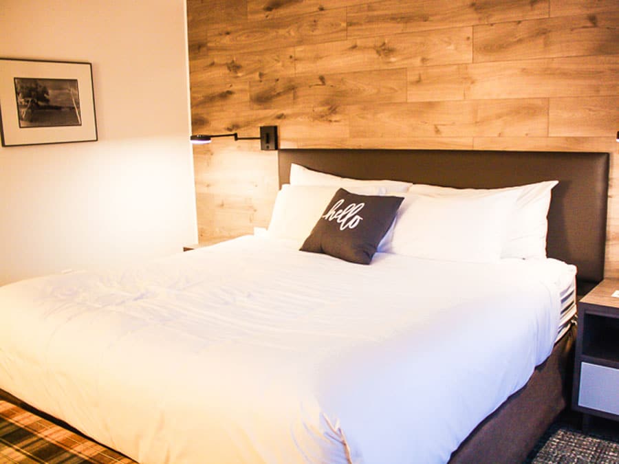 View of the bed in The Hotel on Pownal