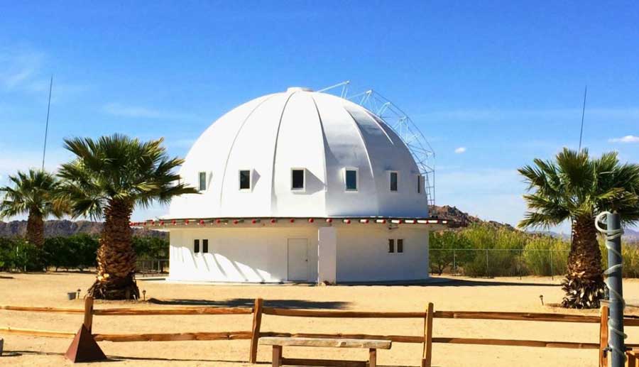 The Integratron under the clear blue sky in California