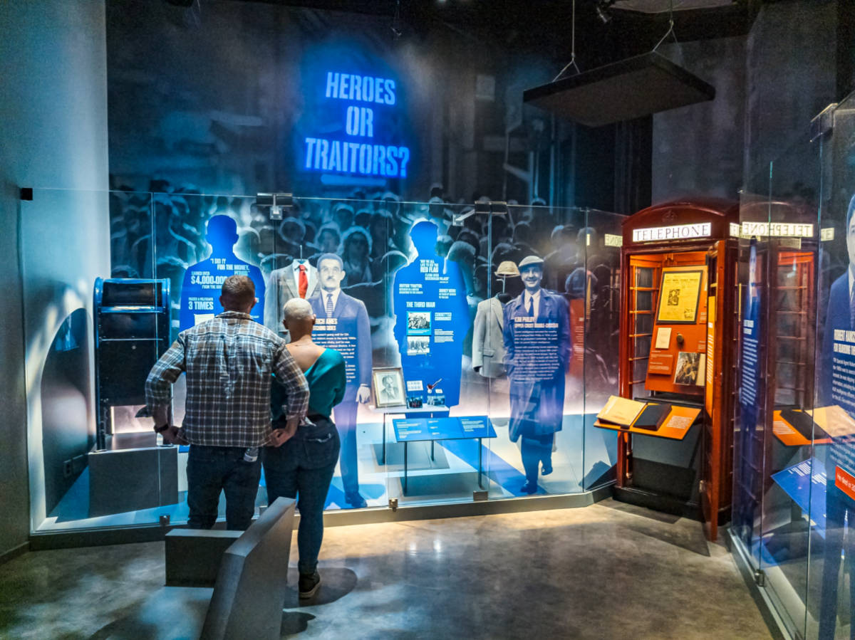 Visitors looking at the Exhibits of the International Spy Museum