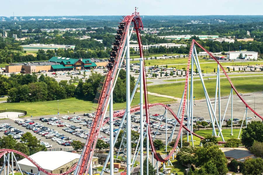 View of The Intimidator roller coaster ride in Carowinds