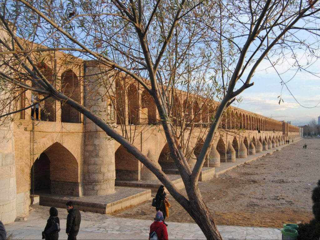 View of Isfahan’s Si-o-Se-Pol Bridge from the side