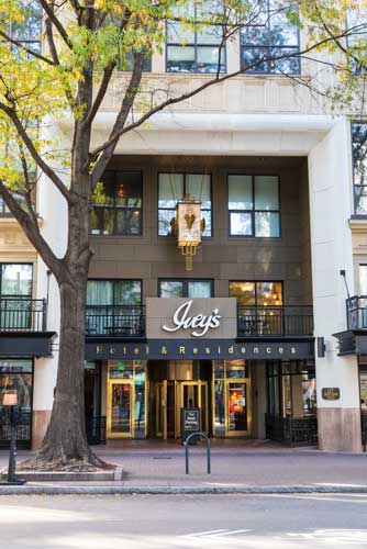 View of the entrance to The Ivey’s Hotel building