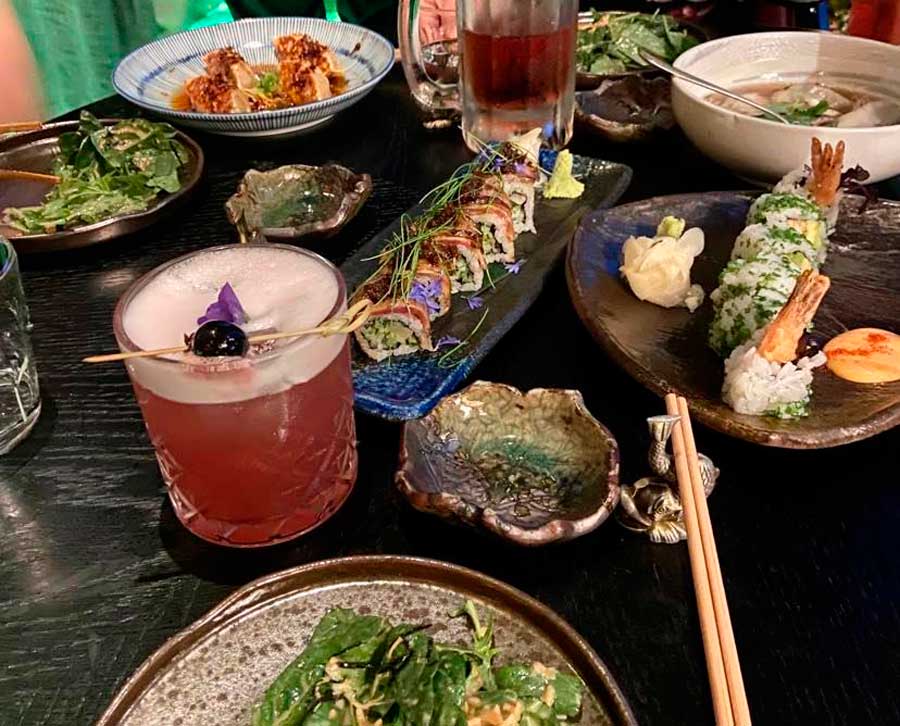 Different dishes served in The Ivy Asia