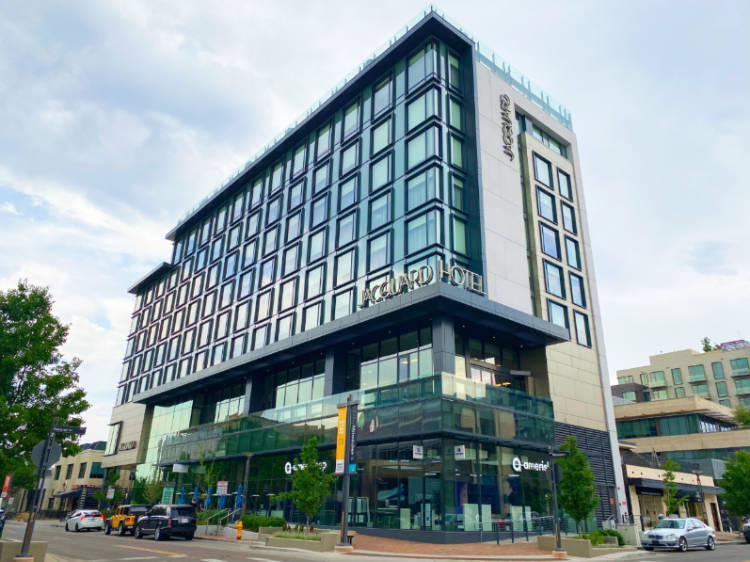 View of the exterior of The Jacquard Hotel in Cherry Creek, Denver