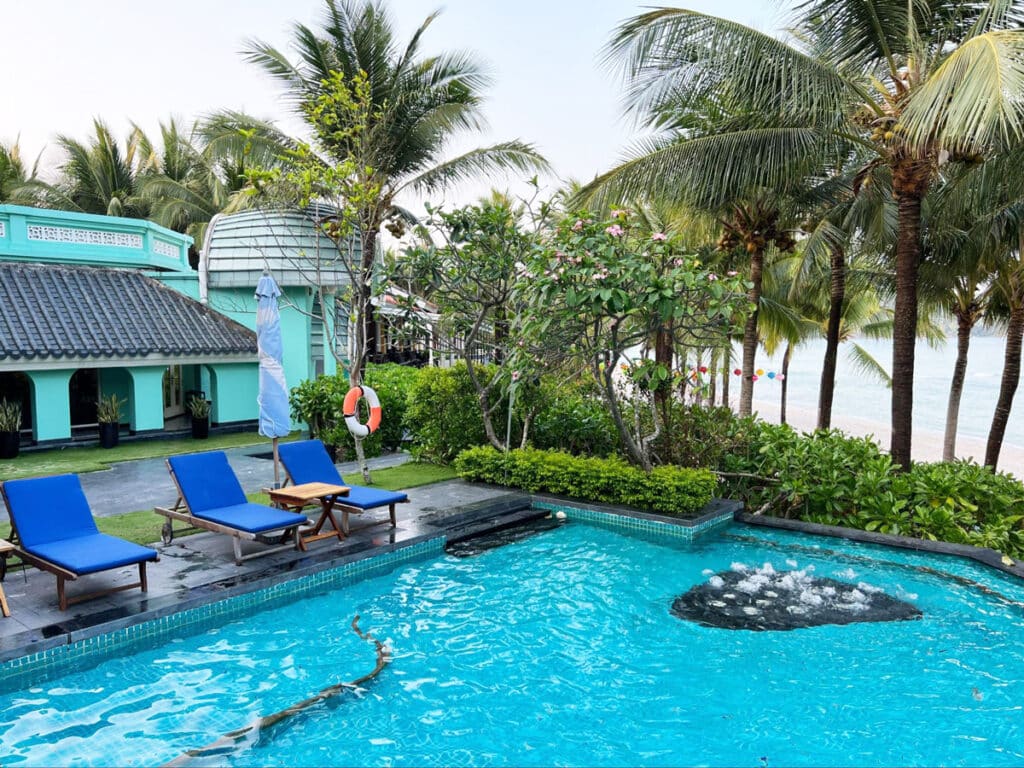 View of beach chairs at The Kids Pool