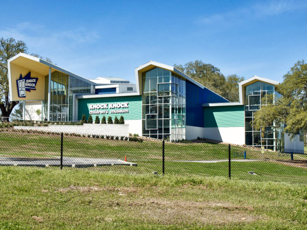 Exterior view of the colorful Knock Knock Children’s Museum