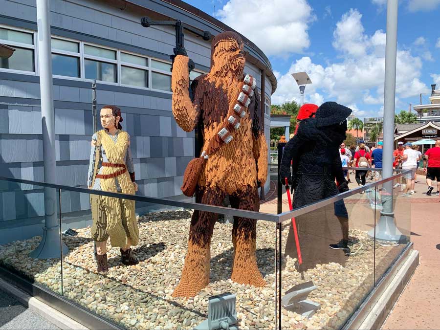 Star Wars character made with legos outside The LEGO Store