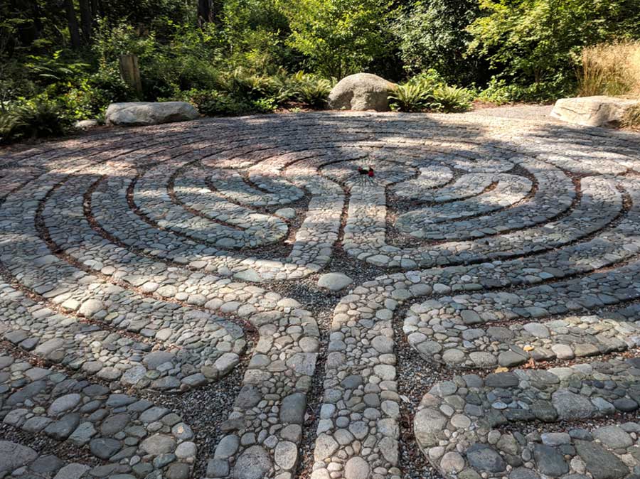 View of a stone maze in The Labyrinth Mosiac and Halls Hill Lookout