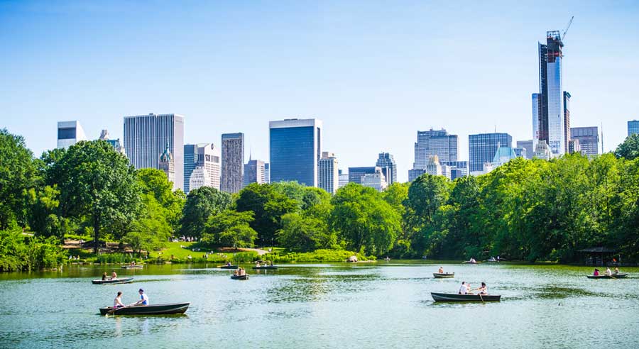 People on boats on The Lake in Central Park