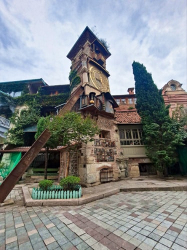 View of the famous Leaning Clock Tower in Tbilisi