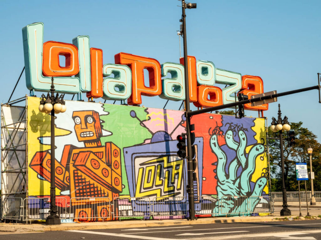 The Lollapalooza sign at the entrance to Grant Park