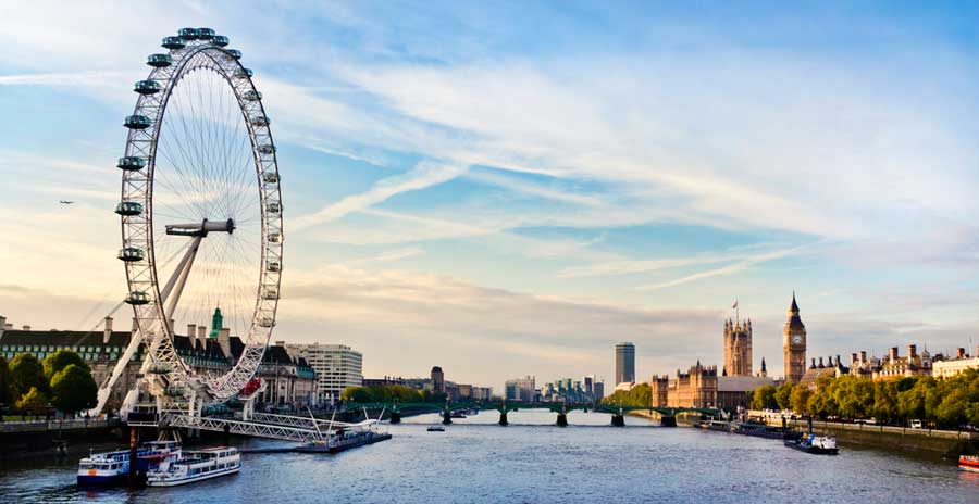 The London Eye during sunrise