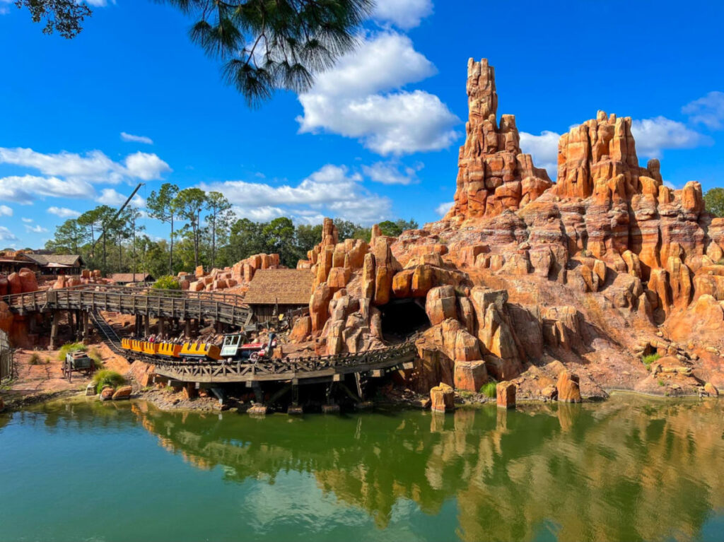 A thrilling roller coaster ride through Big Thunder Mountain Railroad