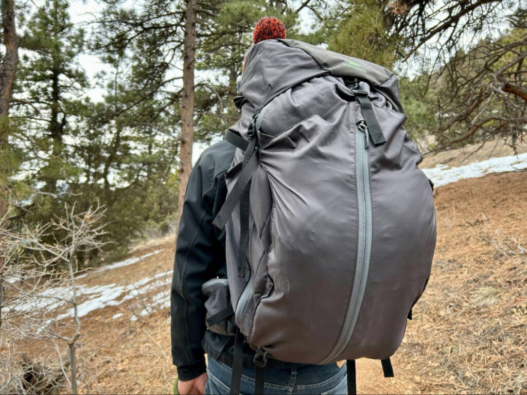 The author's husband with the Mountainsmith Apex 60