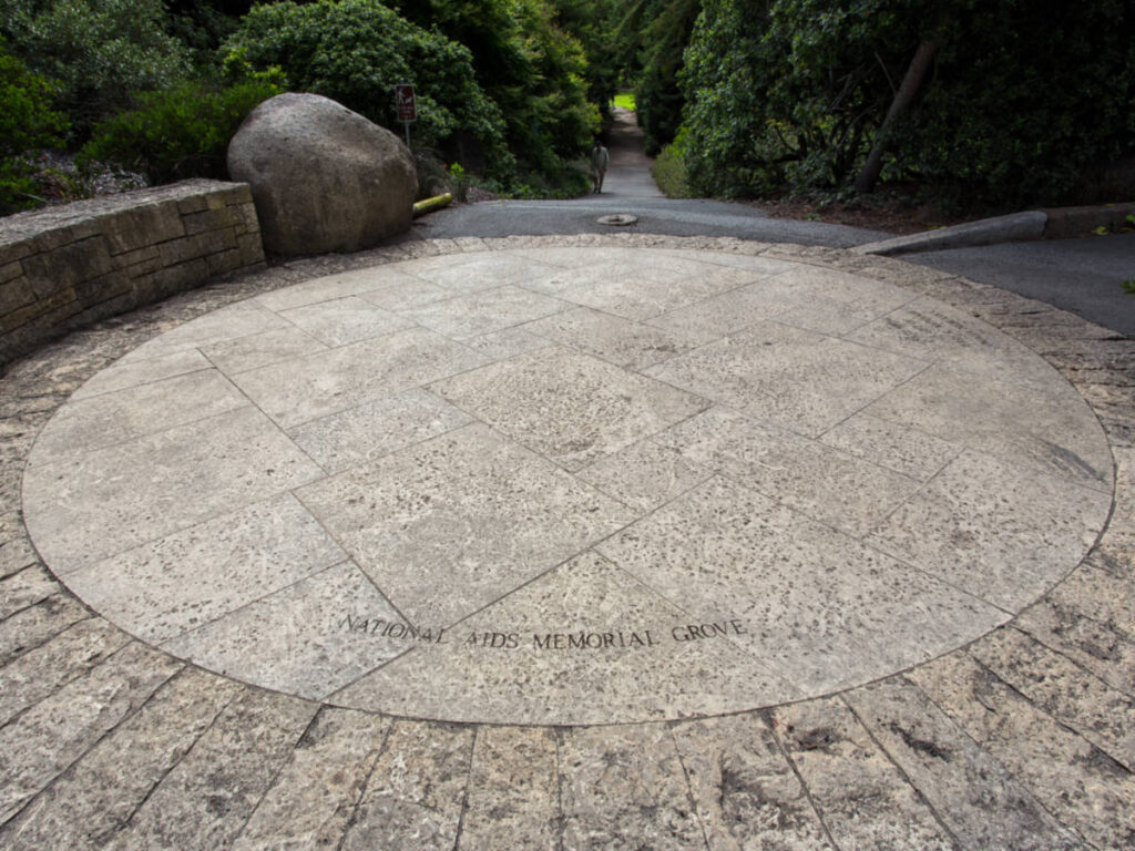 View at the entrance of National AIDS Memorial Grove