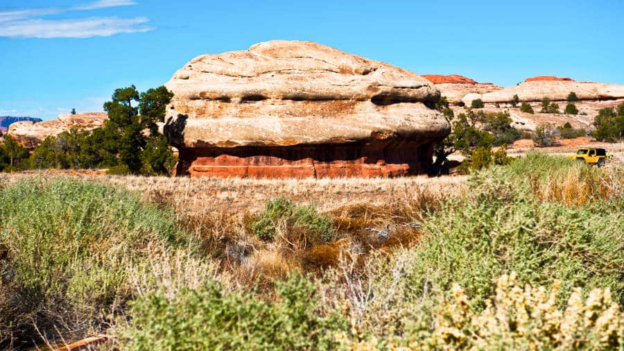 View of the huge rock formations in The Needles Campground at Canyonlands National Park