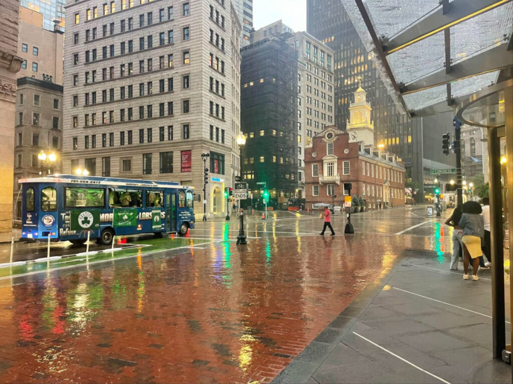 View of The Old State House on a rainy day