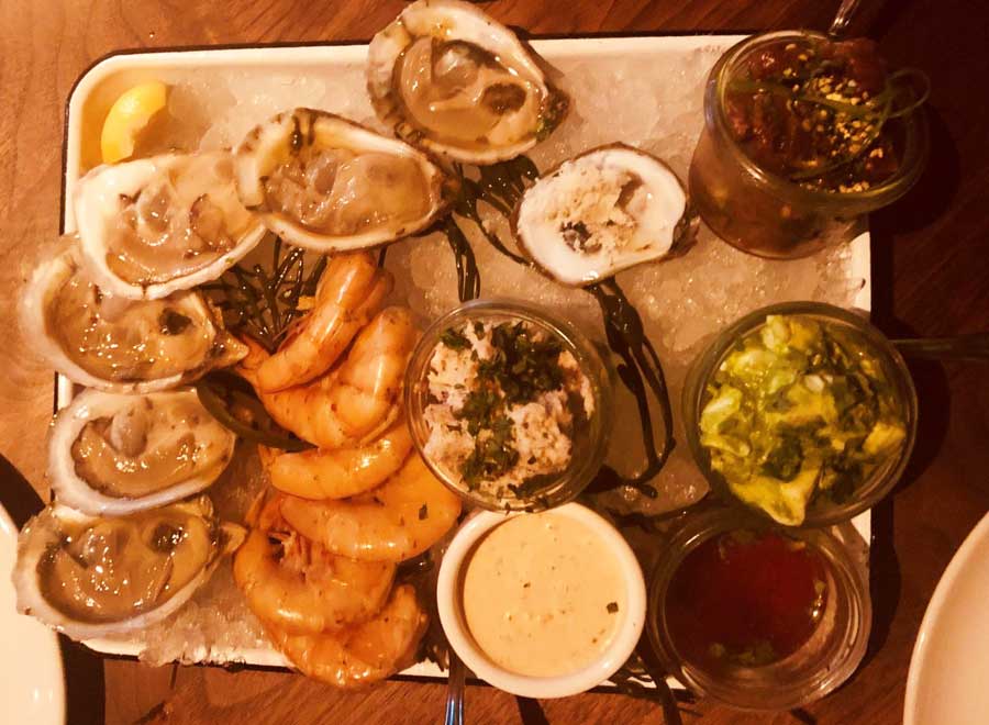 View of seafoods on a tray in The Optimist