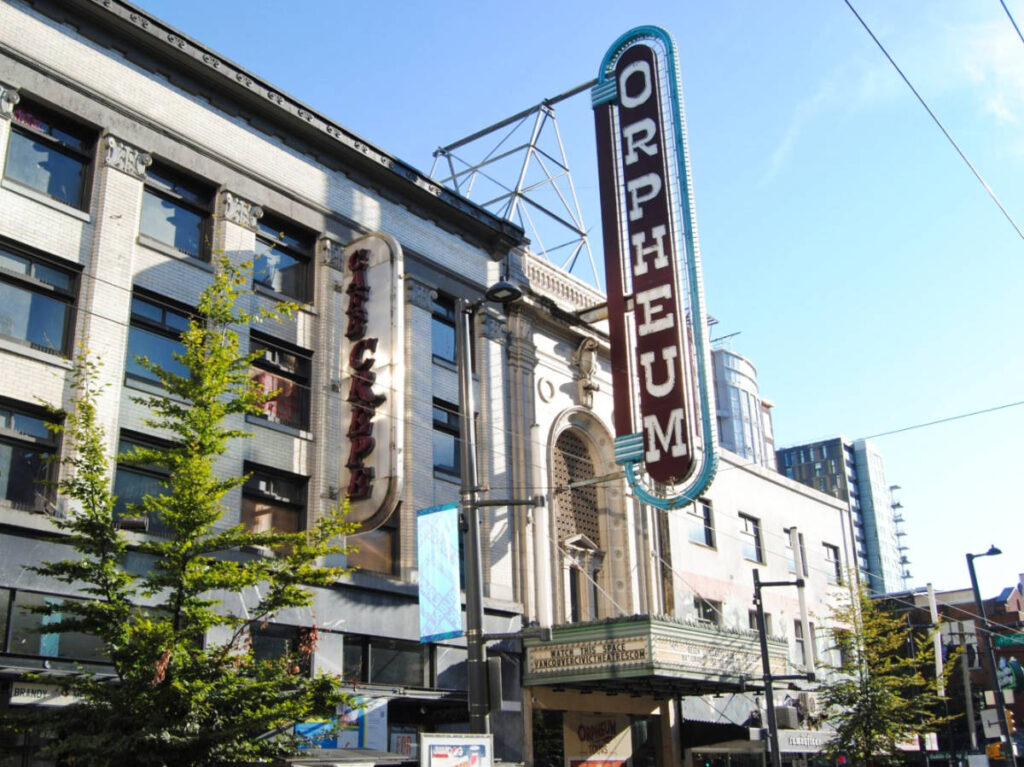View of the signage of Orpheum outside the building