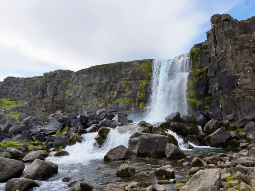 View of the Öxarárfoss waterfall