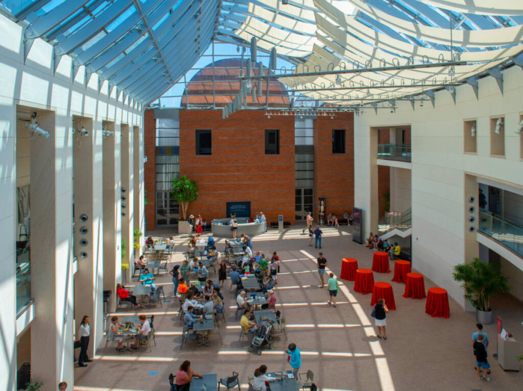 View of the central atrium inside the Peabody Essex Museum