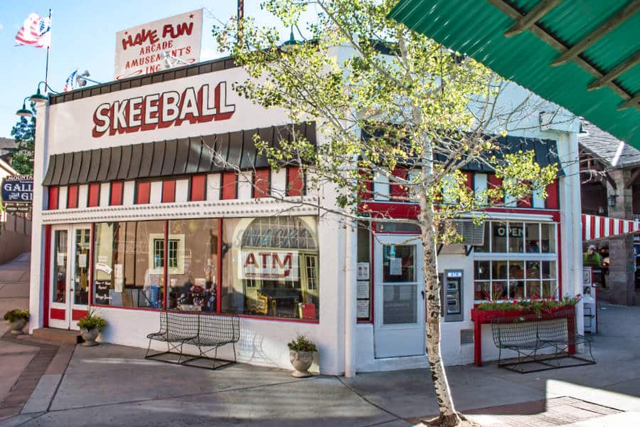 Exterior view of the vintage arcade and shop in Manitou Springs