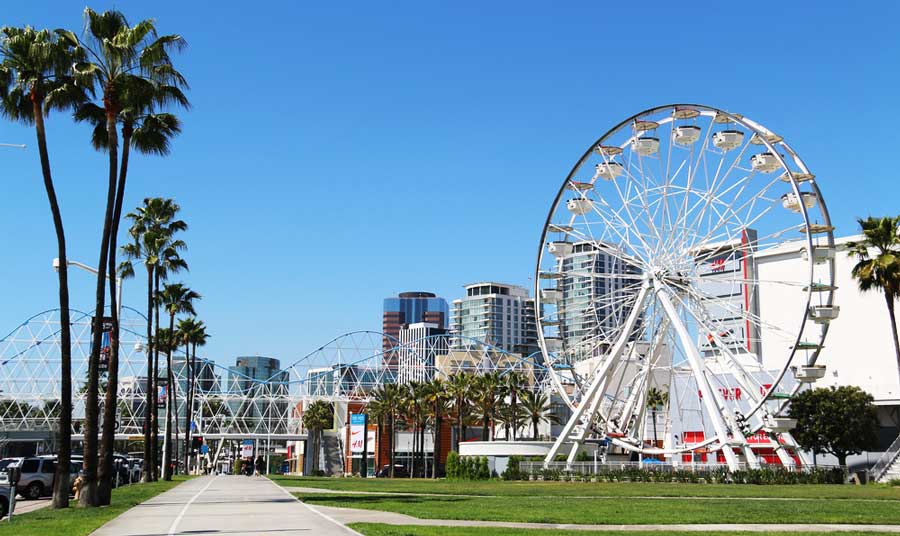 View of a ferris wheel at The Pike in Downtown Long Beach