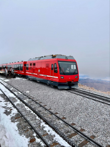 View of the Pikes Peak Cog Railway at the summit
