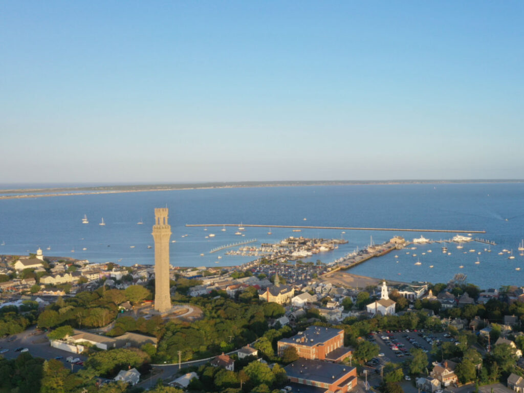 Overlooking view of Pilgrim Monument at Cape Cod