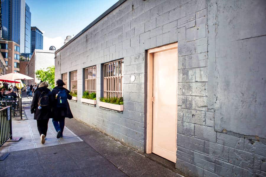 Exterior view of the iconic The Pink Door
