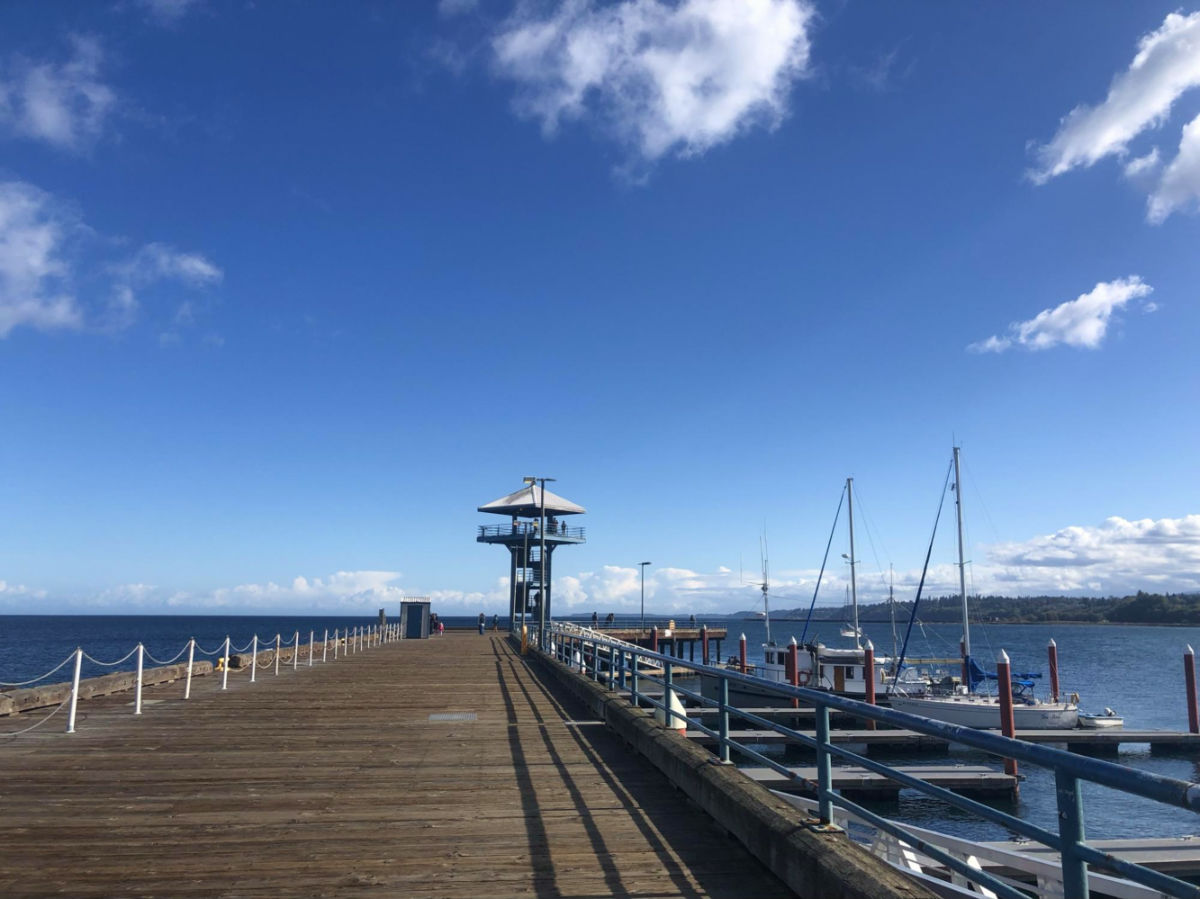 Pier at Port Angeles City with boats docked
