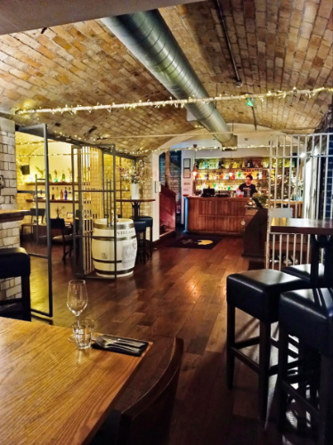 View of the cozy interior of The Potted Pig restaurant