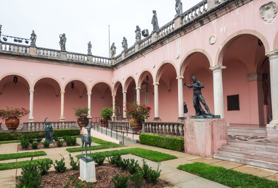 View of the sculptures in John & Mable Ringling Museum of Art from the outside