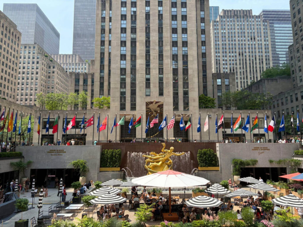 View of Rockefeller Center during springtime