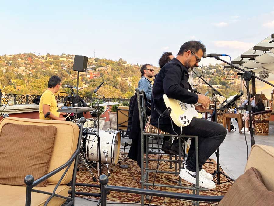 View of a live band at the rooftop of The Rosewood