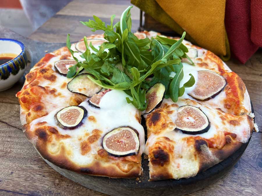 View of a pizza on a table