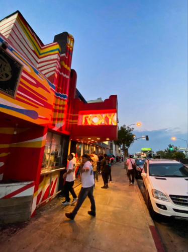 View of the people outside The Roxy