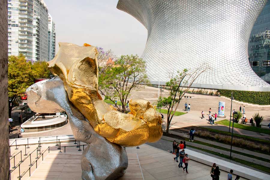 View of the Soumaya Museum from afar in Mexico City