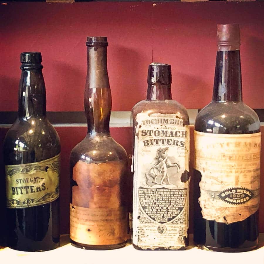 Old bottles displayed in the Southern Food and Beverage Museum