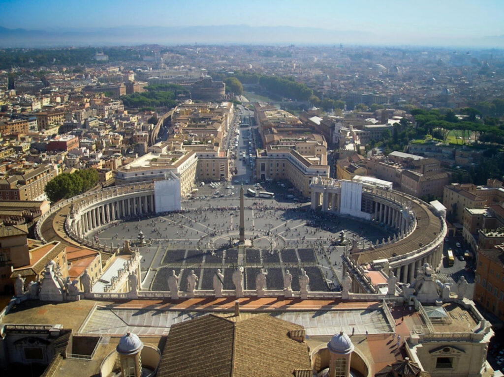 Overlooking view of St. Peter’s Square from the Basilica’s dome