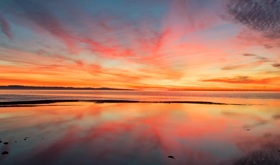 Scenic view of the Salton Sea with the sunset