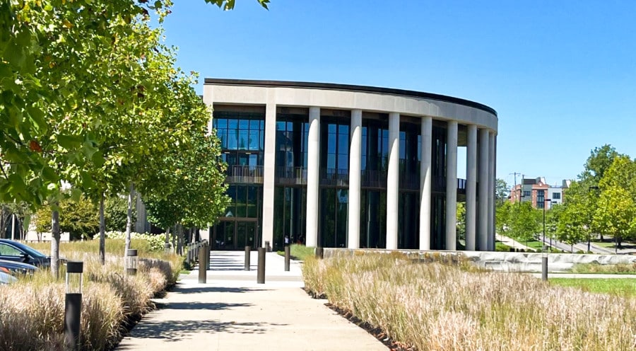 Exterior view of The Tennessee State Museum from the pathway leading to the entrance