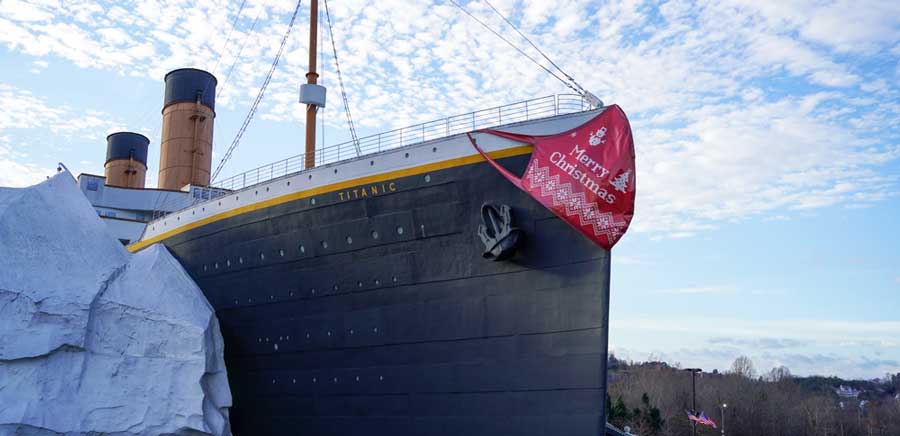 A replica of the famous Titanic ship at the Titanic Museum