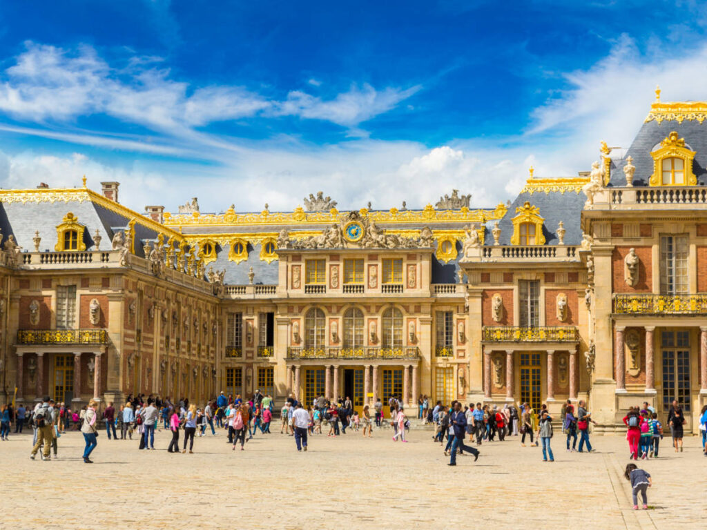 Outside view of Famous palace Versailles in a summer day