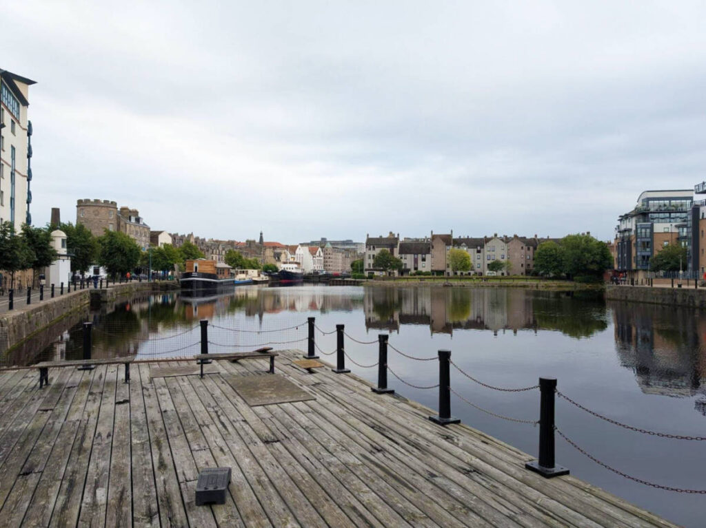 Panoramic view of the Water of Leith from the dock