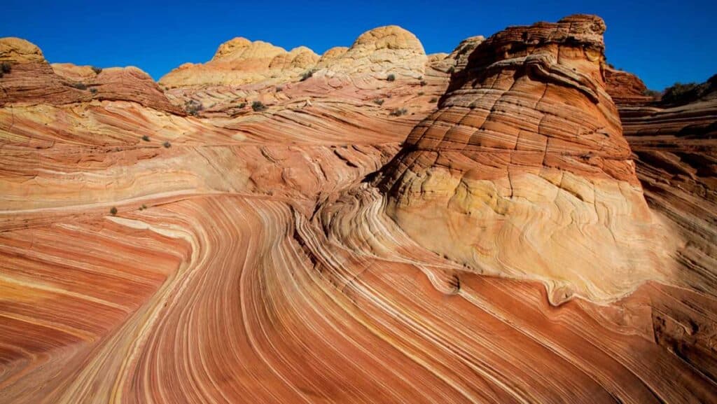 Scenic view at The Wave under the clear blue sky