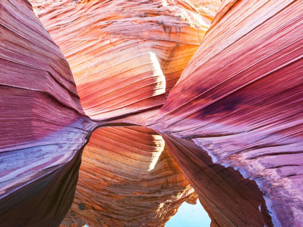 View of the beautiful and iconic The Wave, reflecting on the water